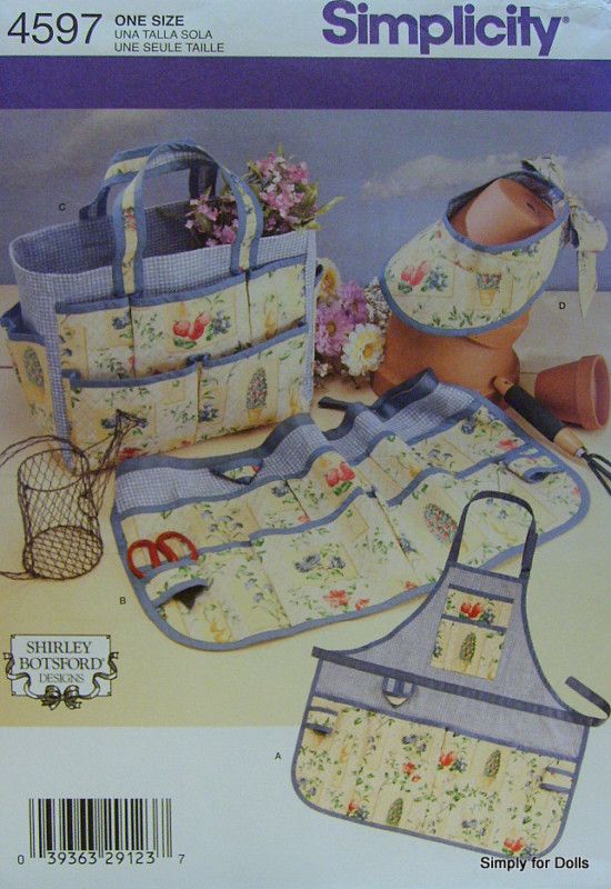 Simplicity 4597 GARDEN ACCESSORIES Tote Apron Visor Hat PATTERN *NEW 