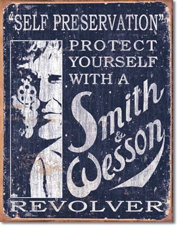 Smith Wesson TIN SIGN Self Preservation Gun metal 1515  