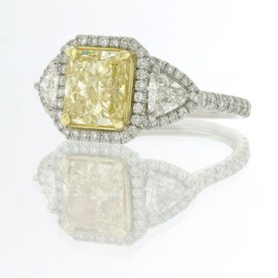 38ct Fancy Yellow Radiant Cut Diamond Engagement Ring  