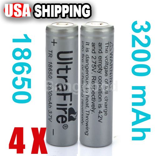 UltraFire 18650 3200mAh Rechargeable Li ion Battery 3.7V Led Torch 
