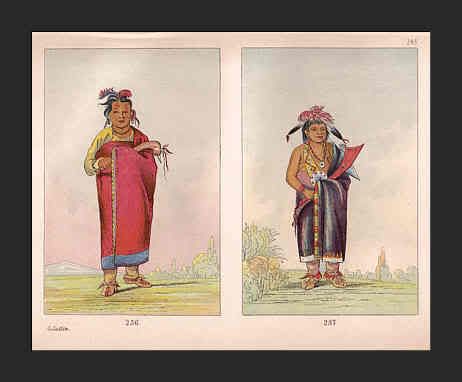 Two WINNEBAGO Warriors    CATLIN, 1892 Chromo  