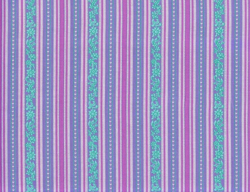 Quilt Quilting Fabric Fresh Floral Stripe Purple Lavender Pink Aqua 