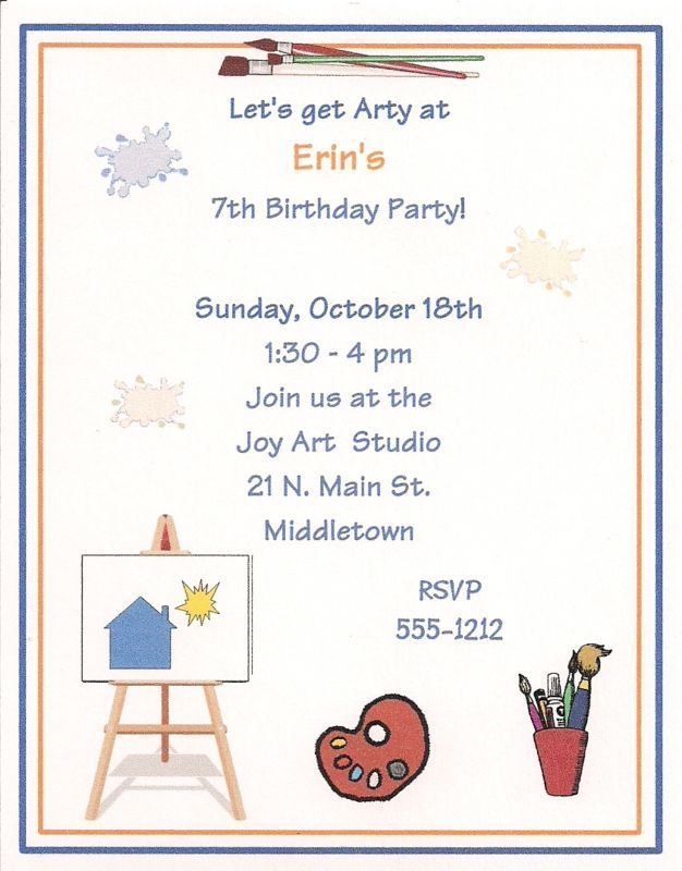10 Art Painting Birthday Party Invitations Personalized  