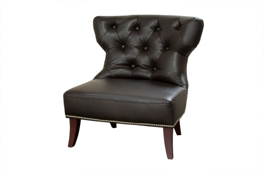 Diamond Sofa Zoey Tufted Leather Accent Chair with Nailhead Accents 