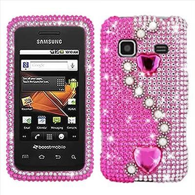 Pearl Heart Bling Case Cover for Samsung Galaxy Prevail  