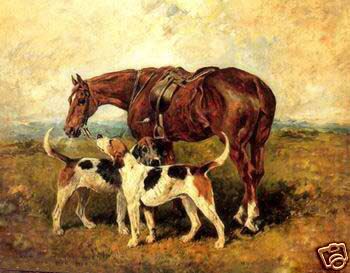100% Handicrafts Art Farm oil Painting horse and dogs on canvas 24x36 