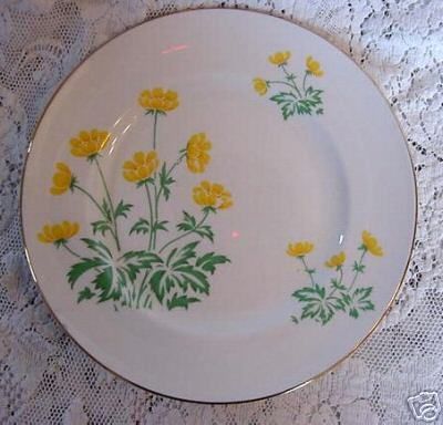 CROWN STERLING Yellow Flowers Bone China Plate  England  