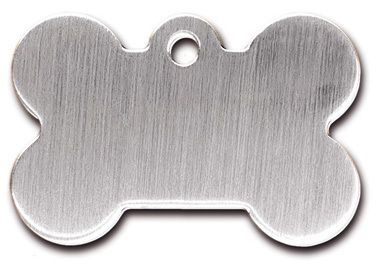 Engraved ID Name Tag Bone Shaped Chrome Plated Steel  