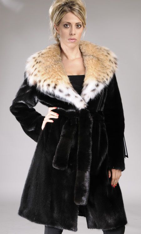 Black Nafa   natural  Let out   letout  Mink Fur Coat with full skin 