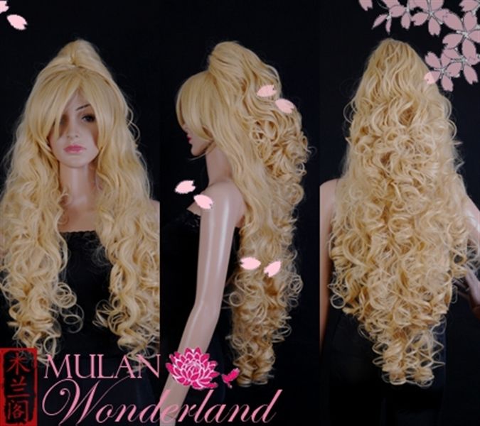 33VOCALOID LUKA HIME Wavy Blonde Ponytail Cosplay Wig  
