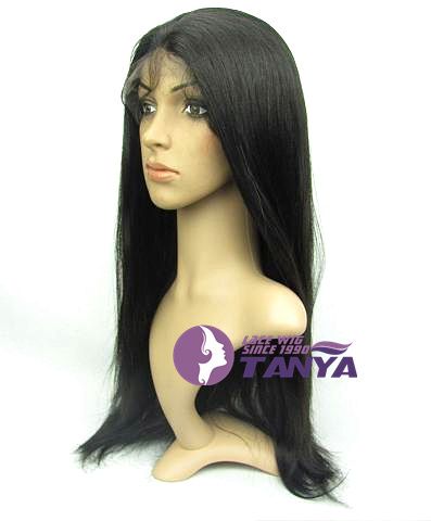 100% indian remy human hair front lace wigs 20 1b# yaki straight wig 