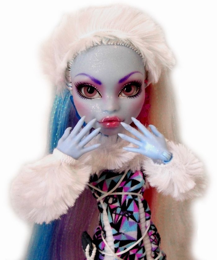 OOAK GLASS EYES custom Monster High doll repaint Abbey Bominable 