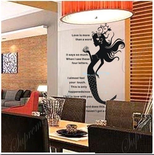 Mermaid  37 inch tall   removable vinyl art wall decals  
