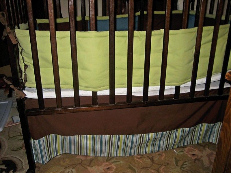 Custom Mini Portable Crib Bumper Skirt Bedding Set