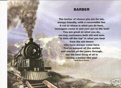 BARBER Poem Prayer Train Print Personalized Name  