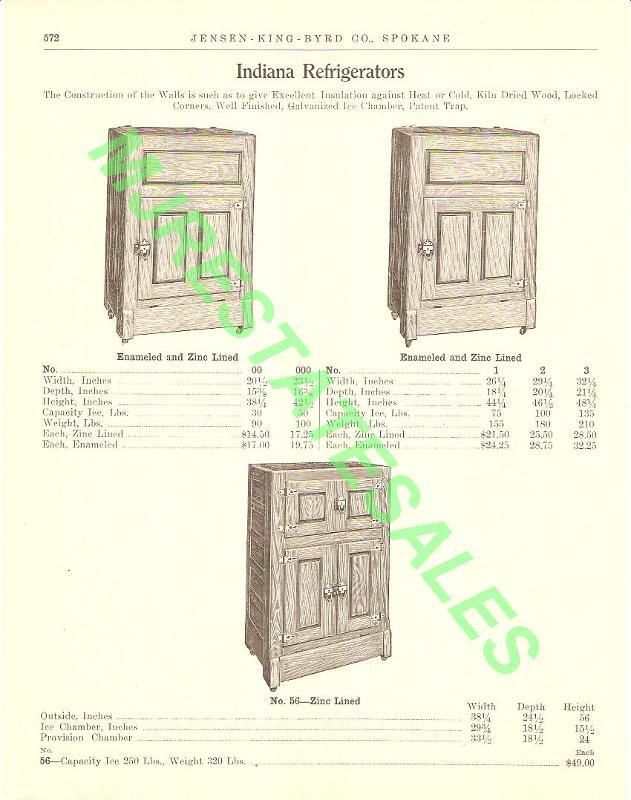 1911 Antique Indiana Wood Ice Box Refrigerator AD  