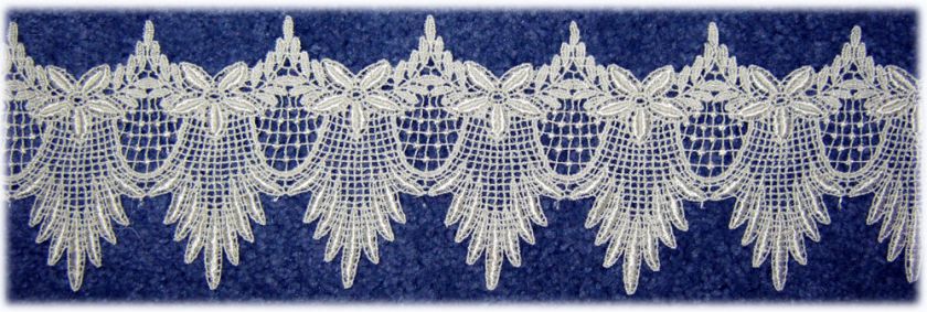 FLORAL WEDDING BELL RAYON VENISE LACE EDGE~4 WIDE  