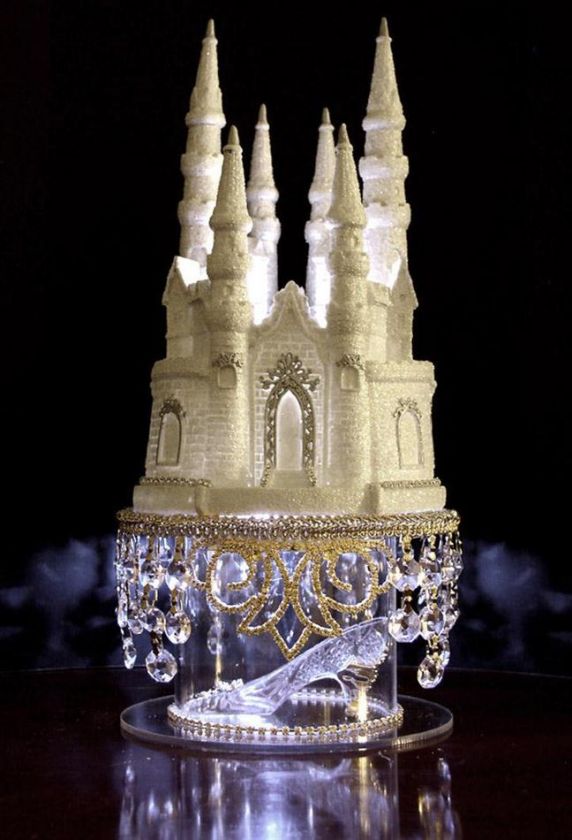 Lighted Cinderella Castle Swarovski Crystal Wedding Cake Topper with 