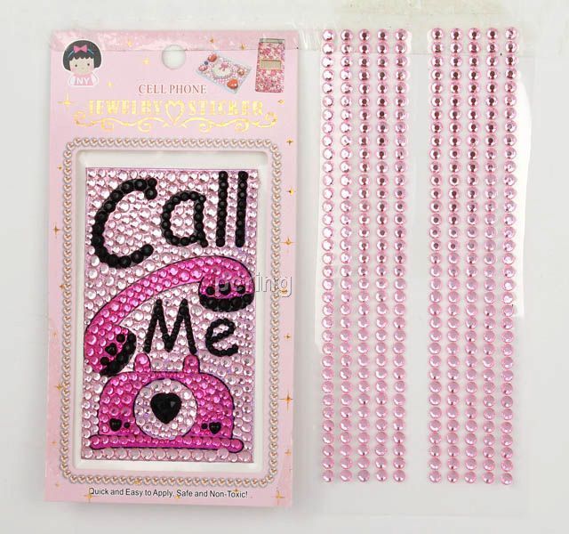 Pink rhinestone CALL ME bling decal diamante stickers cell phone 